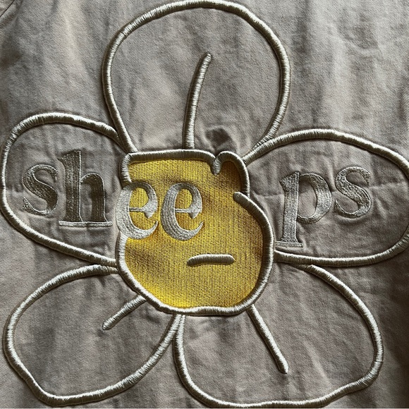 Blacksheeps Embroidered Flower Patch Beige Jacket Sz L - Picture 6 of 9